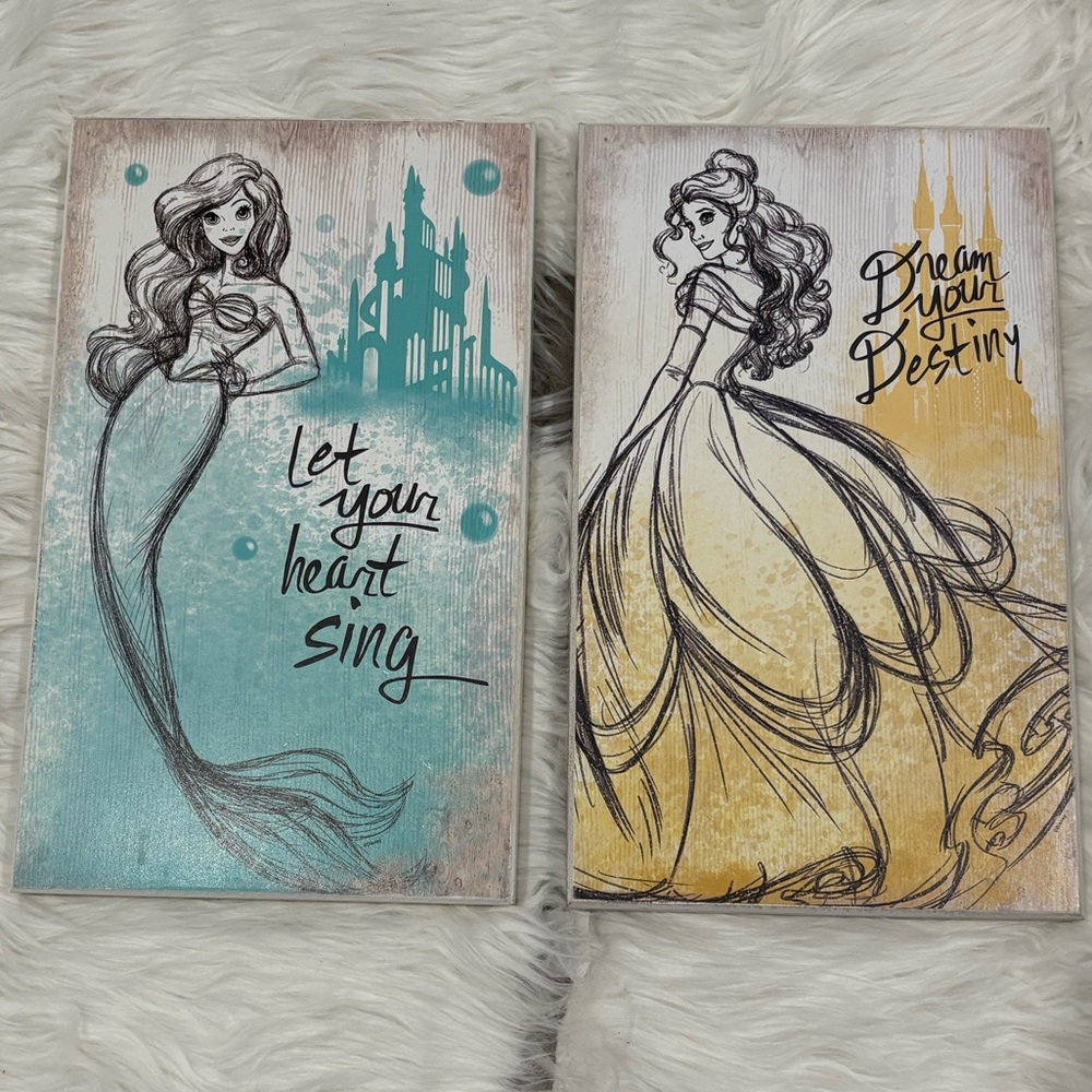Disney Princess Wall Art - Ariel and Belle 8”x13”